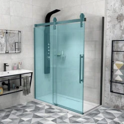 Zijwand Sapho Volcano 80x200 Cm 8 Mm Helder Glas Tbv Nisdeur Volcano Mat Zwart