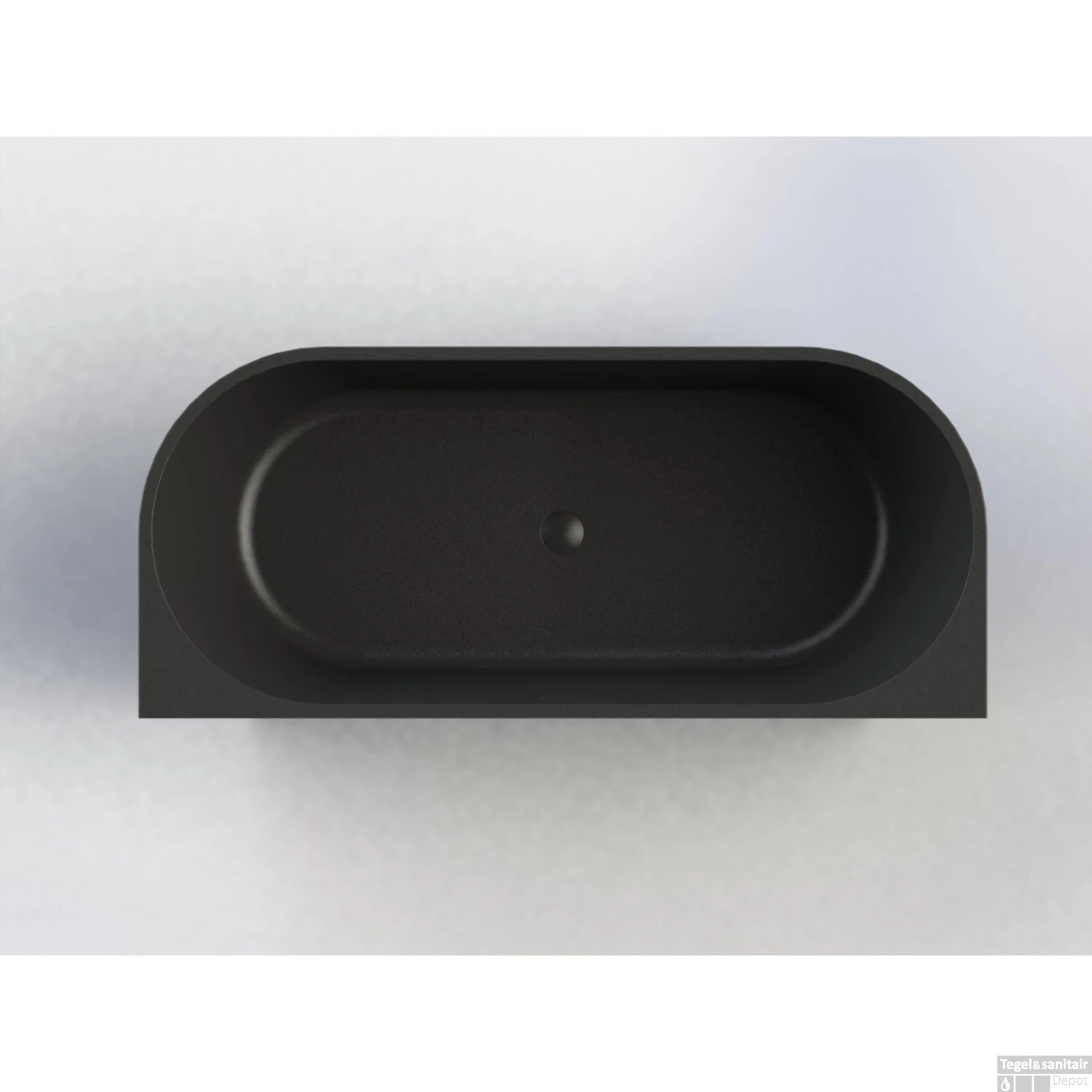 Half Vrijstaand Bad Arcqua Pinto Back To Wall 160x70x57 Cm Mat Zwart 2 Half Vrijstaand Bad Arcqua Pinto Back To Wall 160x70x57 Cm Mat Zwart - Afbeelding 2