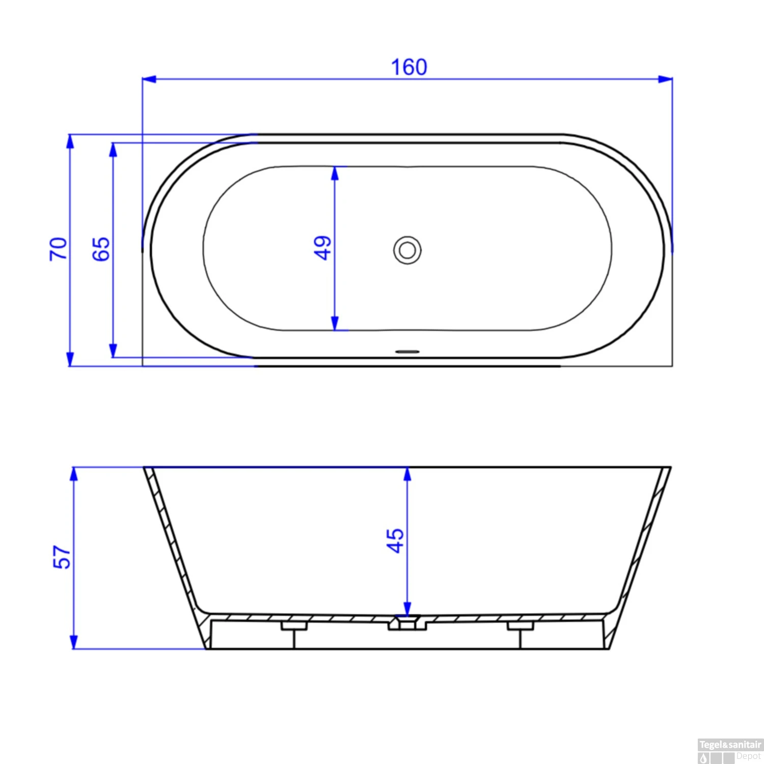 Half Vrijstaand Bad Arcqua Pinto Back To Wall 160x70x57 Cm Mat Zwart 3 Half Vrijstaand Bad Arcqua Pinto Back To Wall 160x70x57 Cm Mat Zwart - Afbeelding 3