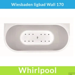 Half Vrijstaande Whirlpool Wiesbaden Wall 170x75x58 Cm Luchtsysteem Met Gunmetal Jets Glans Wit