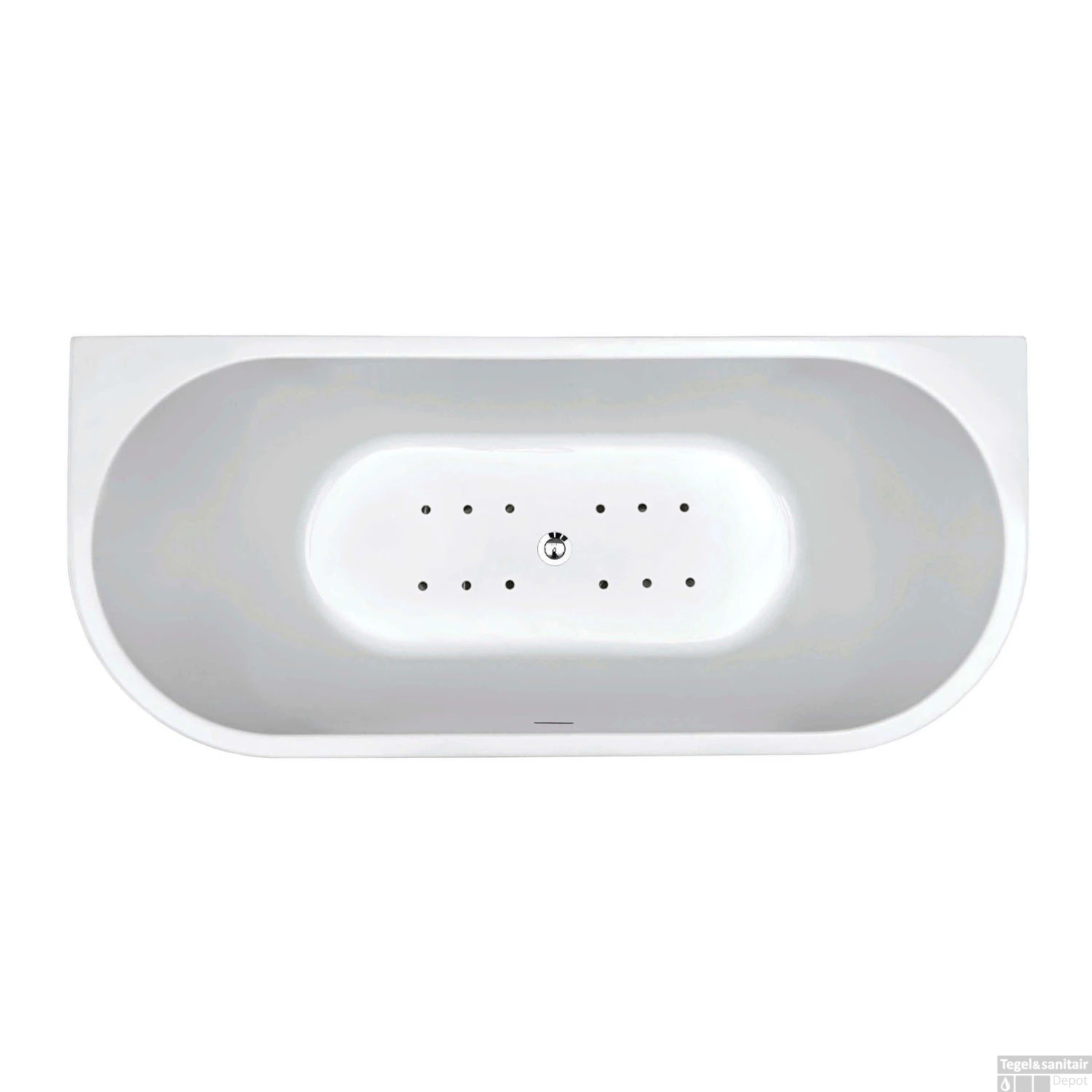 Half Vrijstaande Whirlpool Wiesbaden Wall 180x80x58 Cm Luchtsysteem Met Gunmetal Jets Glans Wit 2 Half Vrijstaande Whirlpool Wiesbaden Wall 180x80x58 Cm Luchtsysteem Met Gunmetal Jets Glans Wit - Afbeelding 2