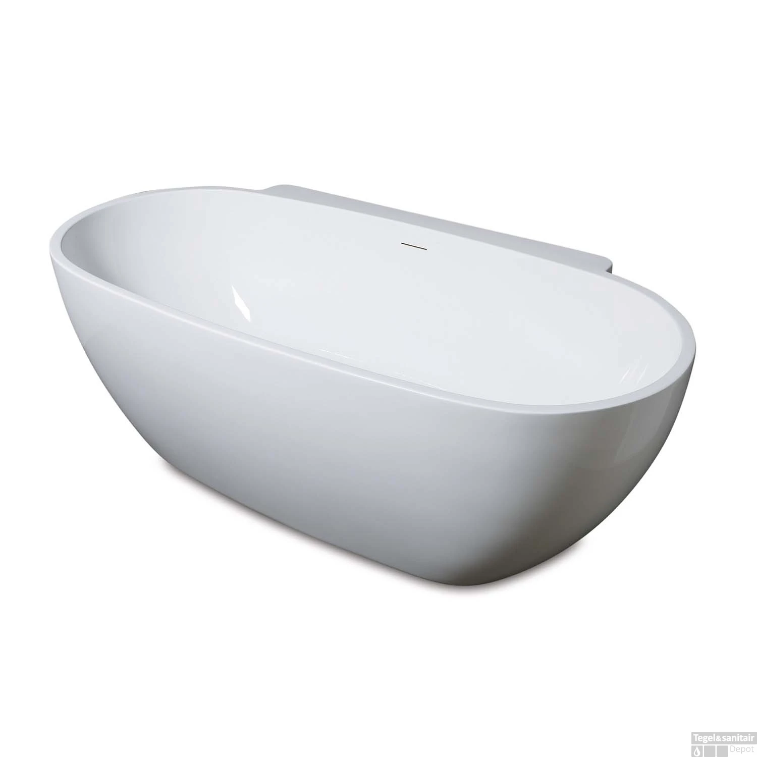 Half Vrijstaand Bad Luca Sanitair Primo 175x85x60cm Acryl Glans Wit Met Overloop