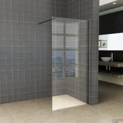 BWS Inloopdouche Pro Line Helderglas 75x200 8mm Nano Coating Mat Zwart Profiel En Stang