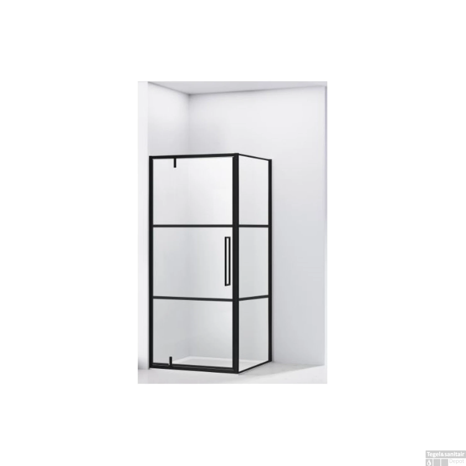 Hoek Douchecabine Van Rijn ST04 Helder Glas 100x100x200 Cm 6 Mm Aluminium Zwart - Afbeelding 3