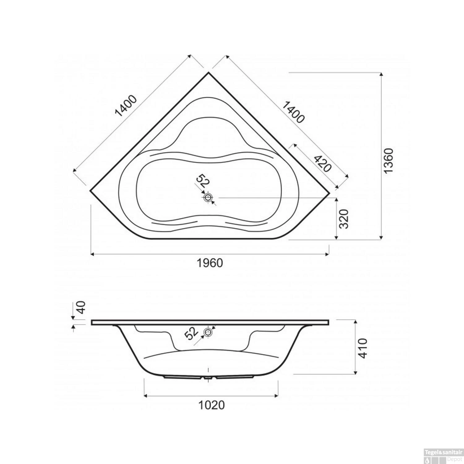 Inbouw Hoekbad Kwartrond Wisa Sali 140x140 Cm Wit 2 Inbouw Hoekbad Kwartrond Wisa Sali 140x140 Cm Wit - Afbeelding 2