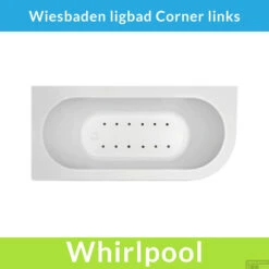 Hoekbad Whirlpool Wiesbaden Corner 180x80x58 Cm Luchtsysteem Met Gunmetal Jets En Waste Links Wit