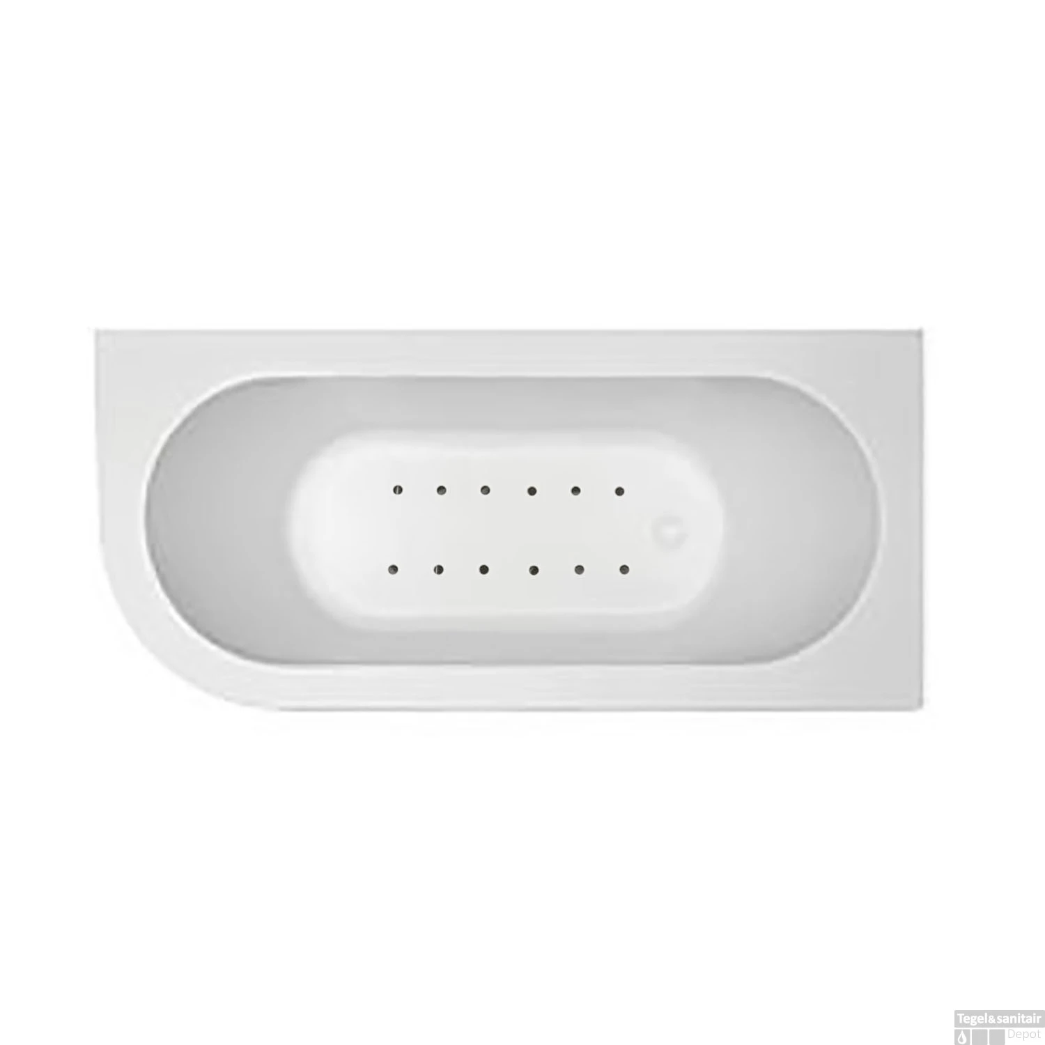Hoekbad Whirlpool Wiesbaden Corner 180x80x58 Cm Luchtsysteem Met Gunmetal Jets En Waste Rechts Wit - Afbeelding 2