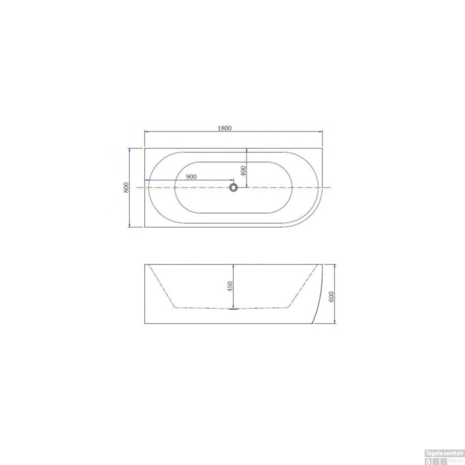 Hoekbad Wiesbaden Corner 180x80 Met Waste Links Acryl Wit - Afbeelding 3