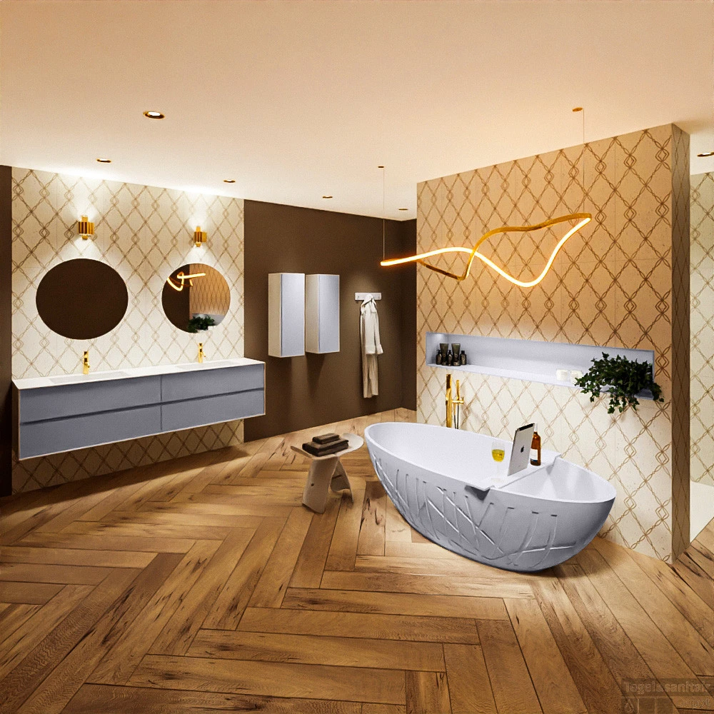 HOLM Vrijstaand Bad 180x85cm Kleur Cale / Cale 2 HOLM Vrijstaand Bad 180x85cm Kleur Cale / Cale - Afbeelding 2