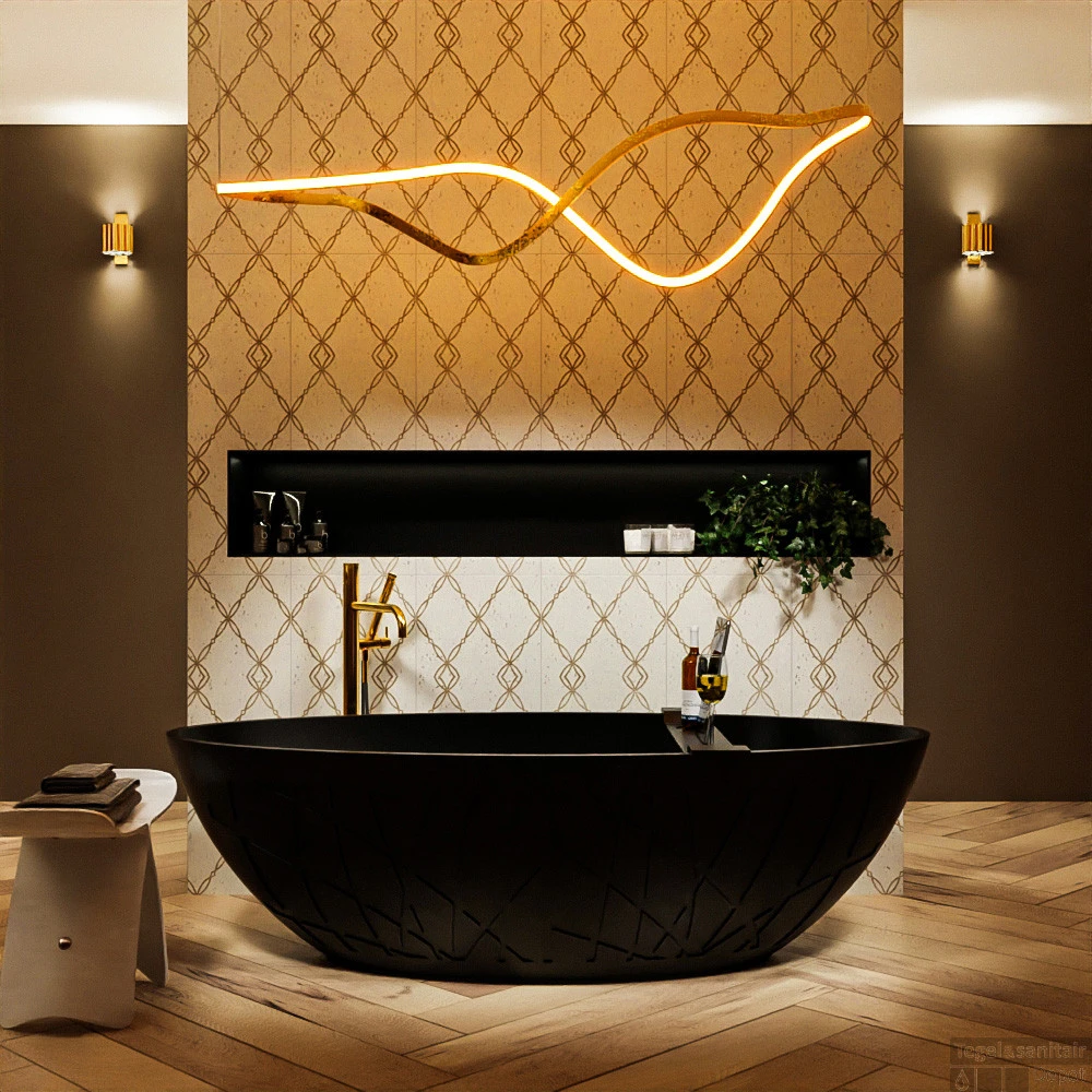 HOLM Vrijstaand Bad 180x85cm Kleur Urban / Urban 3 HOLM Vrijstaand Bad 180x85cm Kleur Urban / Urban - Afbeelding 3