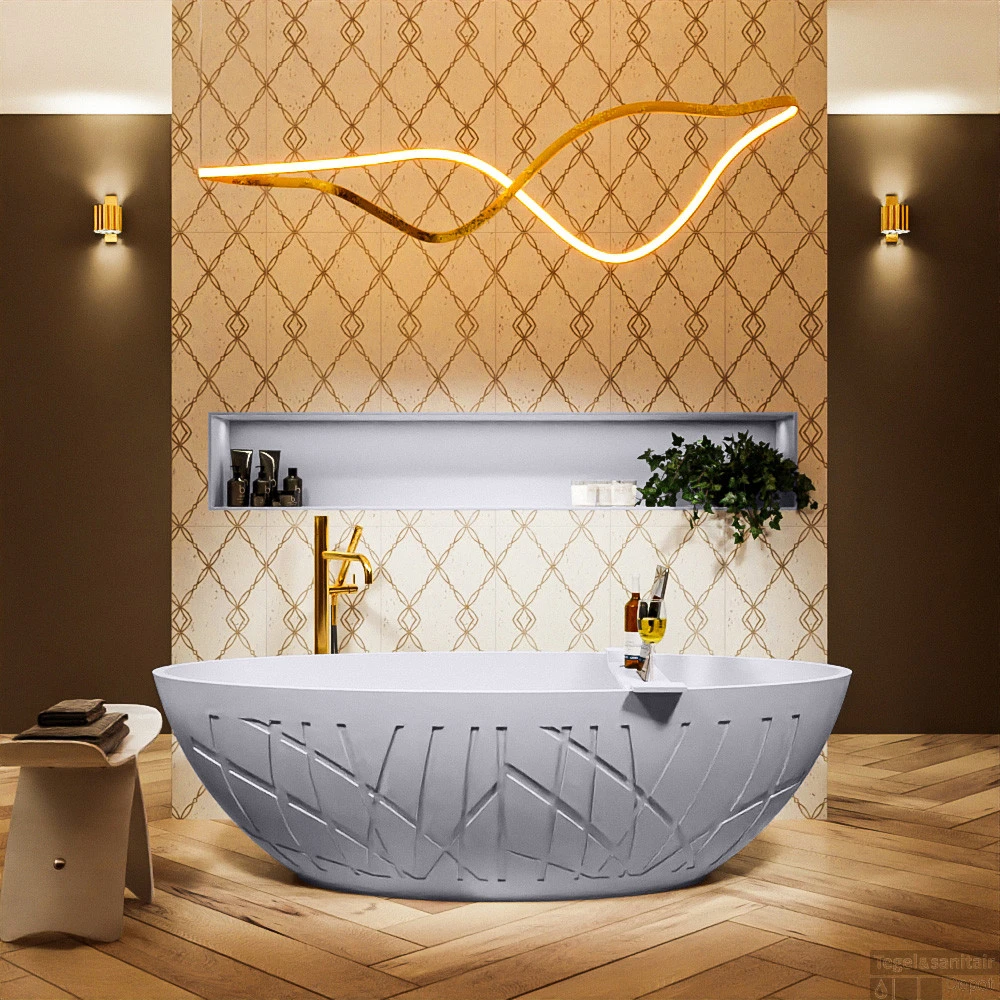 HOLM Vrijstaand Bad 180x85cm Kleur Cale / Cale 3 HOLM Vrijstaand Bad 180x85cm Kleur Cale / Cale - Afbeelding 3