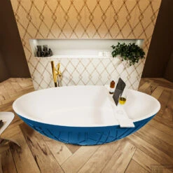 HOLM Vrijstaand Bad 180x85cm Kleur Jeans / Talc -Winkel Voor Badkamerdouchebenodigdheden holm 3 00013