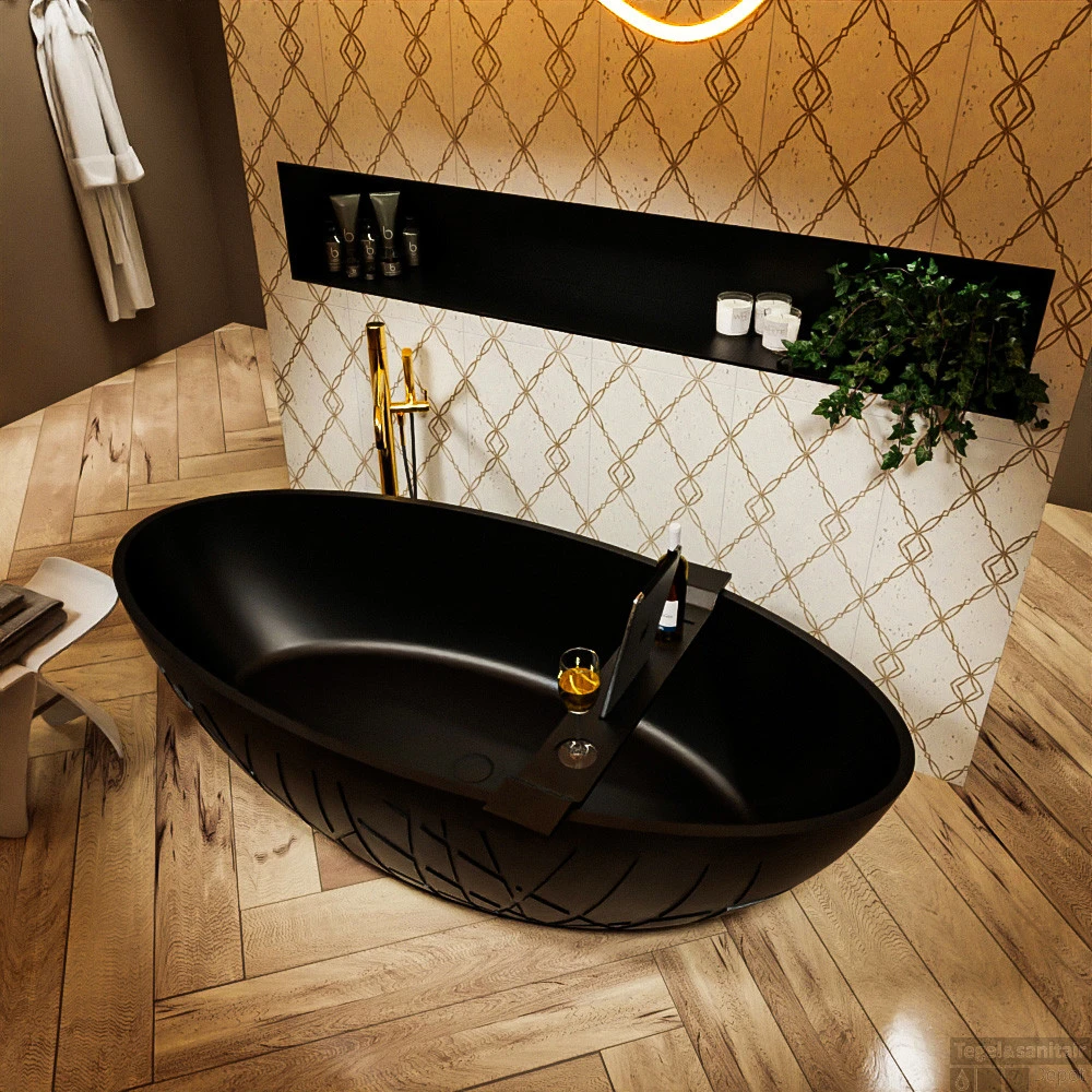 HOLM Vrijstaand Bad 180x85cm Kleur Urban / Urban 5 HOLM Vrijstaand Bad 180x85cm Kleur Urban / Urban - Afbeelding 5