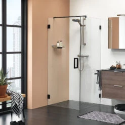 Douchecabine By Sealskin 'I AM' 100x100 Cm Matzwart Helder Glas + Antikalk