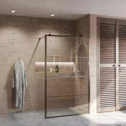 BWS Inloopdouche Frame Gunmetal 90x200 | Nano Anti-Kalk | Raster Inloopdouche