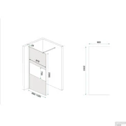 BWS Inloopdouche Pro Line Middenband 100x200 Chroom Profiel En Stabilisatiestang -Winkel Voor Badkamerdouchebenodigdheden inloopdouche proline 100x200 8mm nano coating tech 14