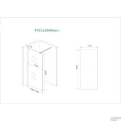 BWS Inloopdouche Pro Line Middenband 110x200 Mat Wit Profiel En Stabilisatiestang -Winkel Voor Badkamerdouchebenodigdheden inloopdouche proline 110x200 8mm nano coating tech 3