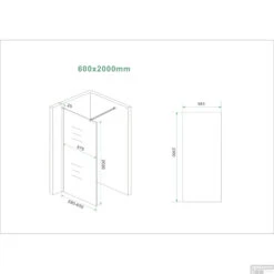 BWS Inloopdouche Pro Line Helder Glas 60x200 8mm Nano Coating Chroom Profiel En Stang -Winkel Voor Badkamerdouchebenodigdheden inloopdouche proline 60x200 8mm nano coating tech 3