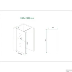 BWS Inloopdouche Pro Line Rookglas 90x200 8mm Nano Coating Chroom Profiel En Stang -Winkel Voor Badkamerdouchebenodigdheden inloopdouche proline 90x200 8mm nano coating tech 12