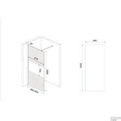 BWS Inloopdouche Pro Line Rookglas Met Middenband 90x200 8mm Nano Coating Geborsteld Messing Goud Profiel En Stang -Winkel Voor Badkamerdouchebenodigdheden inloopdouche proline 90x200 8mm nano coating tech 9