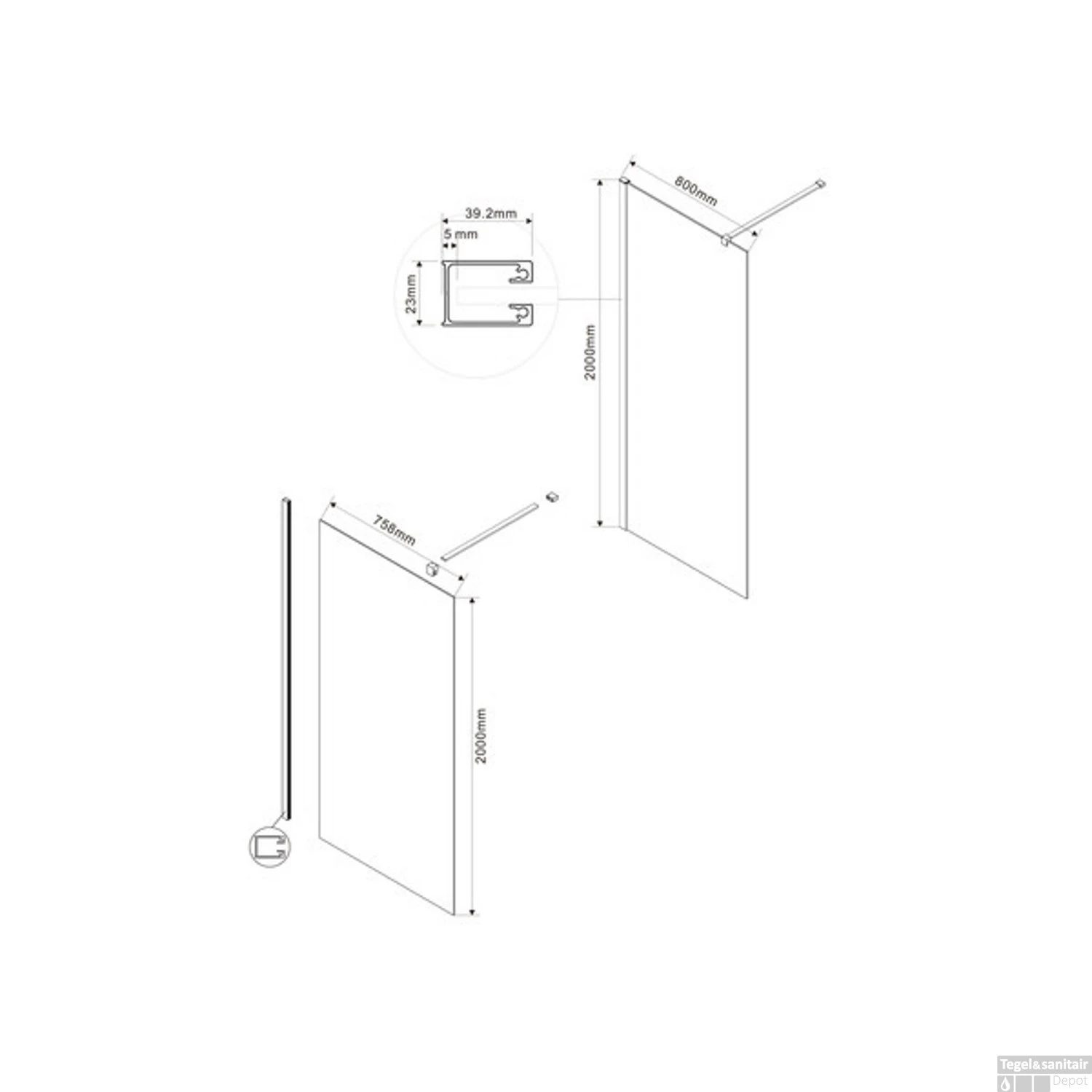 Inloopdouche Van Marcke Go Miage 80x200 Cm 8 Mm Middenband EasyClean Chroom 2 Inloopdouche Van Marcke Go Miage 80x200 Cm 8 Mm Middenband EasyClean Chroom - Afbeelding 2