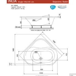 Hoekbad Allibert Inoa 145x145 Cm -Winkel Voor Badkamerdouchebenodigdheden inoa ligbad tech
