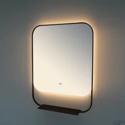 Led Spiegel Vanita Pollux 80x60 Cm Mat Zwart OP=OP