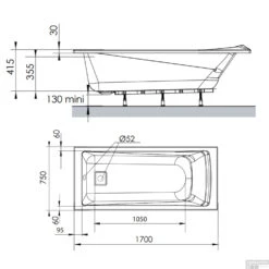 Ligbad Allibert Aero Rechthoekig Bad 170x75x52 Cm Incl. Afvoerdeksel En Poten -Winkel Voor Badkamerdouchebenodigdheden ligbad allibert aero rechthoekig bad 170x75x52 cm incl. afvoerdeksel en poten tec