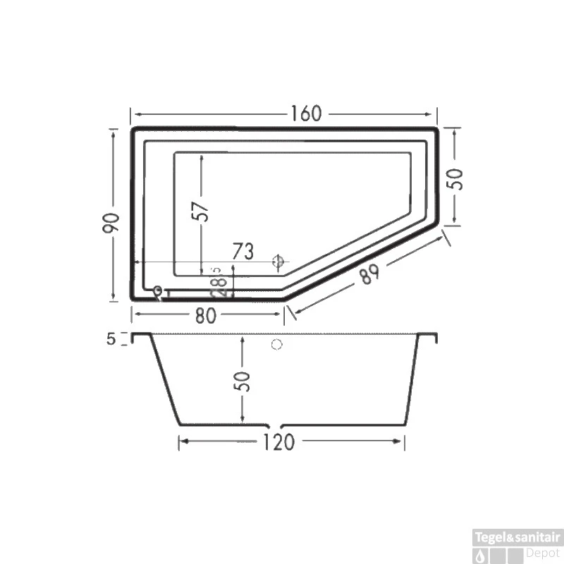 Ligbad Beterbad Xenz Society Links 160x90x50 Cm Antraciet 2 Ligbad Beterbad Xenz Society Links 160x90x50 Cm Antraciet - Afbeelding 2