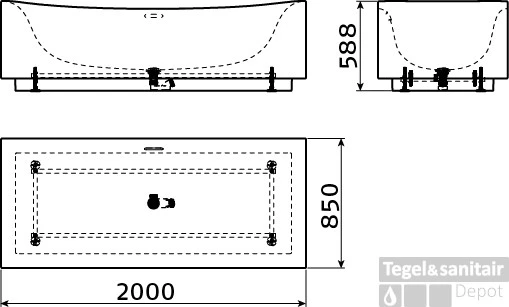 Ligbad Clou Hammock 200x85x59cm Acryl Glans Wit (Vrijstaand) 6 Ligbad Clou Hammock 200x85x59cm Acryl Glans Wit (Vrijstaand) - Afbeelding 6