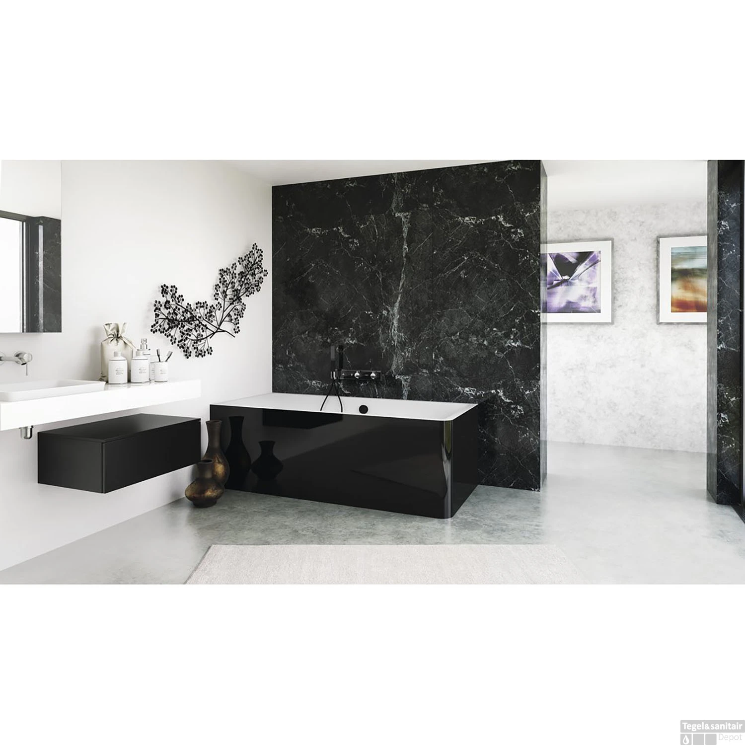 Ligbad Polysan Marlene 195x85x63 Cm Asymmetrisch Links Zwart / Wit 2 Ligbad Polysan Marlene 195x85x63 Cm Asymmetrisch Links Zwart / Wit - Afbeelding 2