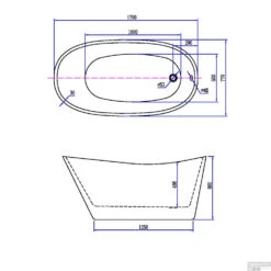 BWS Vrijstaand Trapeze Ligbad Acryl 170x77 Cm Wit (inclusief Witte Waste En Overloop) -Winkel Voor Badkamerdouchebenodigdheden ligbad trapeze vrijstaand acryl 170x77 wit tech 1
