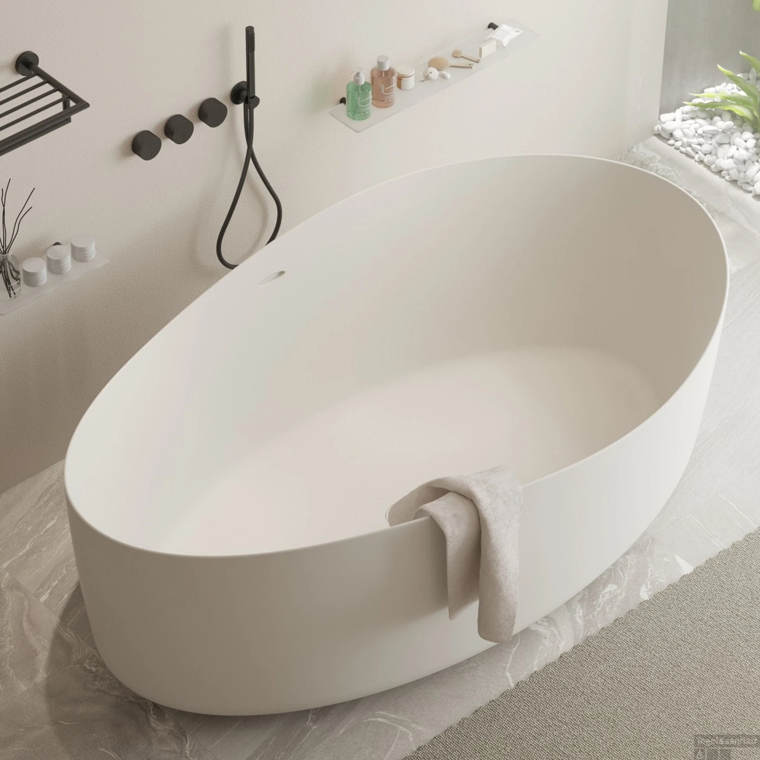 Ligbad Vrijstaand Ideavit Solidharmony 175x100x65 Cm Solid Surface Mat Wit 2 Ligbad Vrijstaand Ideavit Solidharmony 175x100x65 Cm Solid Surface Mat Wit - Afbeelding 2