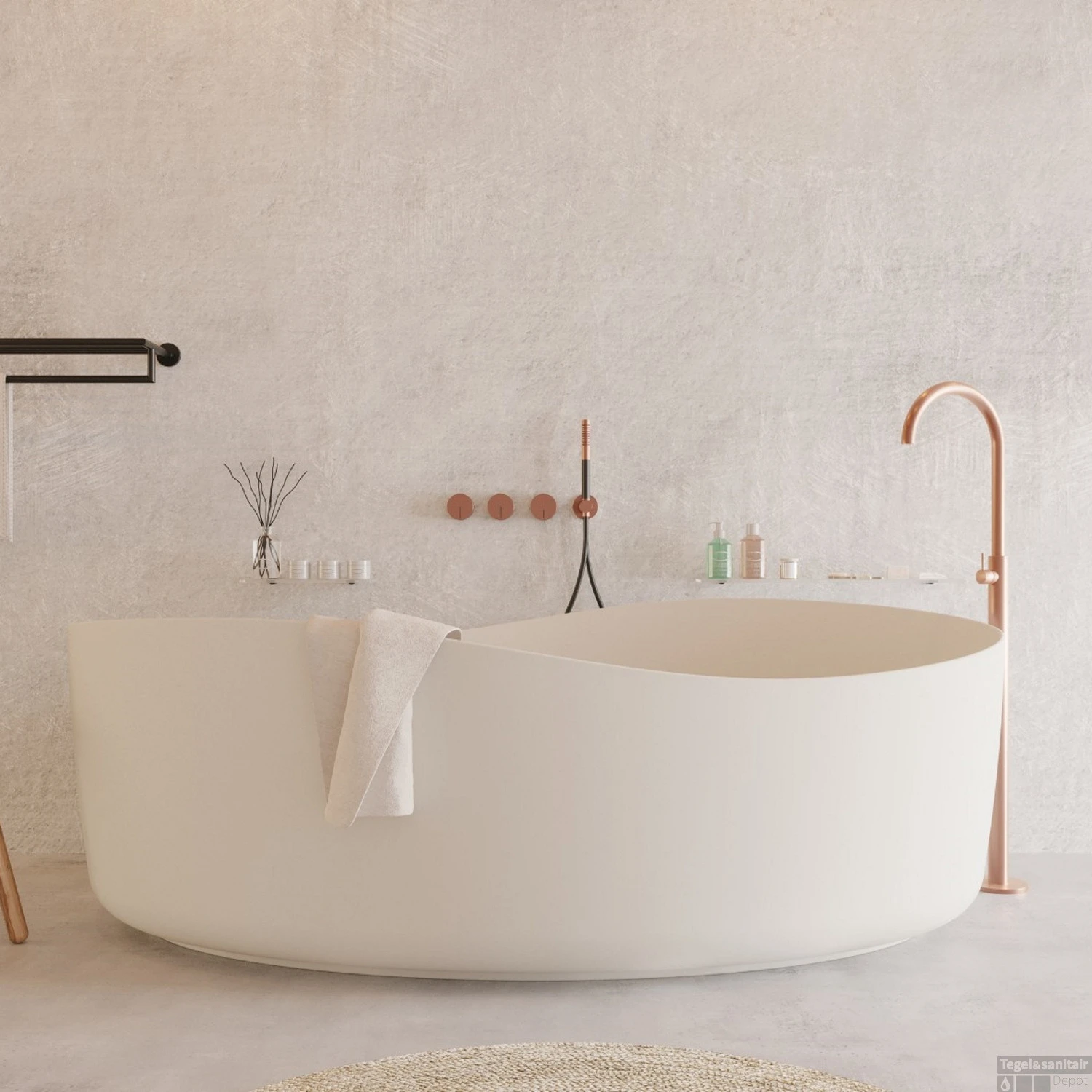 Ligbad Vrijstaand Ideavit Solidharmony 175x100x65 Cm Solid Surface Mat Wit 3 Ligbad Vrijstaand Ideavit Solidharmony 175x100x65 Cm Solid Surface Mat Wit - Afbeelding 3