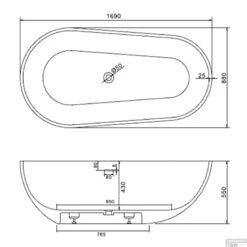 Ligbad Vrijstaand Ideavit Solidsurf 170x88x56 Cm Solid Surface Mat Wit -Winkel Voor Badkamerdouchebenodigdheden ligbad vrijstaand ideavit solidsurf 170x88x56 cm solid surface mat wit tec