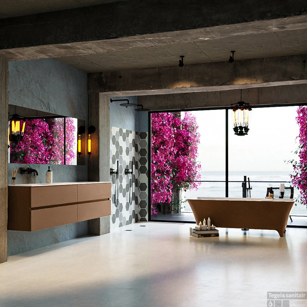 LUNDY Vrijstaand Bad 170x75cm Kleur Rust / Talc 2 LUNDY Vrijstaand Bad 170x75cm Kleur Rust / Talc - Afbeelding 2