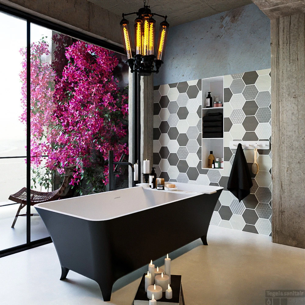 LUNDY Vrijstaand Bad 170x75cm Kleur Urban / Talc 4 LUNDY Vrijstaand Bad 170x75cm Kleur Urban / Talc - Afbeelding 4