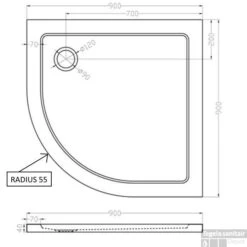 Luxe Douchebak SMC 1/4 Rond 90 X 90 X 4 Inbouw Wit -Winkel Voor Badkamerdouchebenodigdheden luxe douchebak smc kwartrond 90 x 90 x 4 cm wit technisch 1