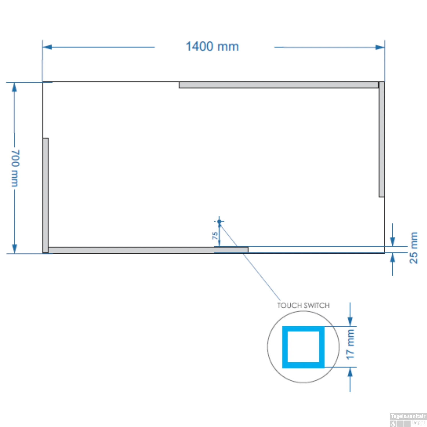 Badkamerspiegel Gliss Design Melite 140x70 Cm Met LED 3 Badkamerspiegel Gliss Design Melite 140x70 Cm Met LED - Afbeelding 3