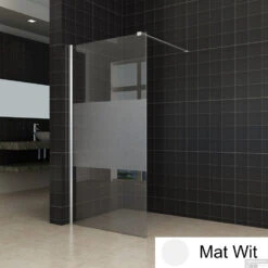 BWS Inloopdouche Pro Line Middenband 100x200 Mat Wit Profiel En Stabilisatiestang