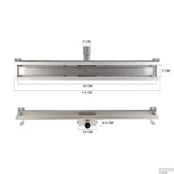 RVS Douchegoot Muurflens Met Uitneembaar Sifon 80x7cm 6,7cm Diep STANDAARD ROOSTER -Winkel Voor Badkamerdouchebenodigdheden muur design rooster 80cm tech