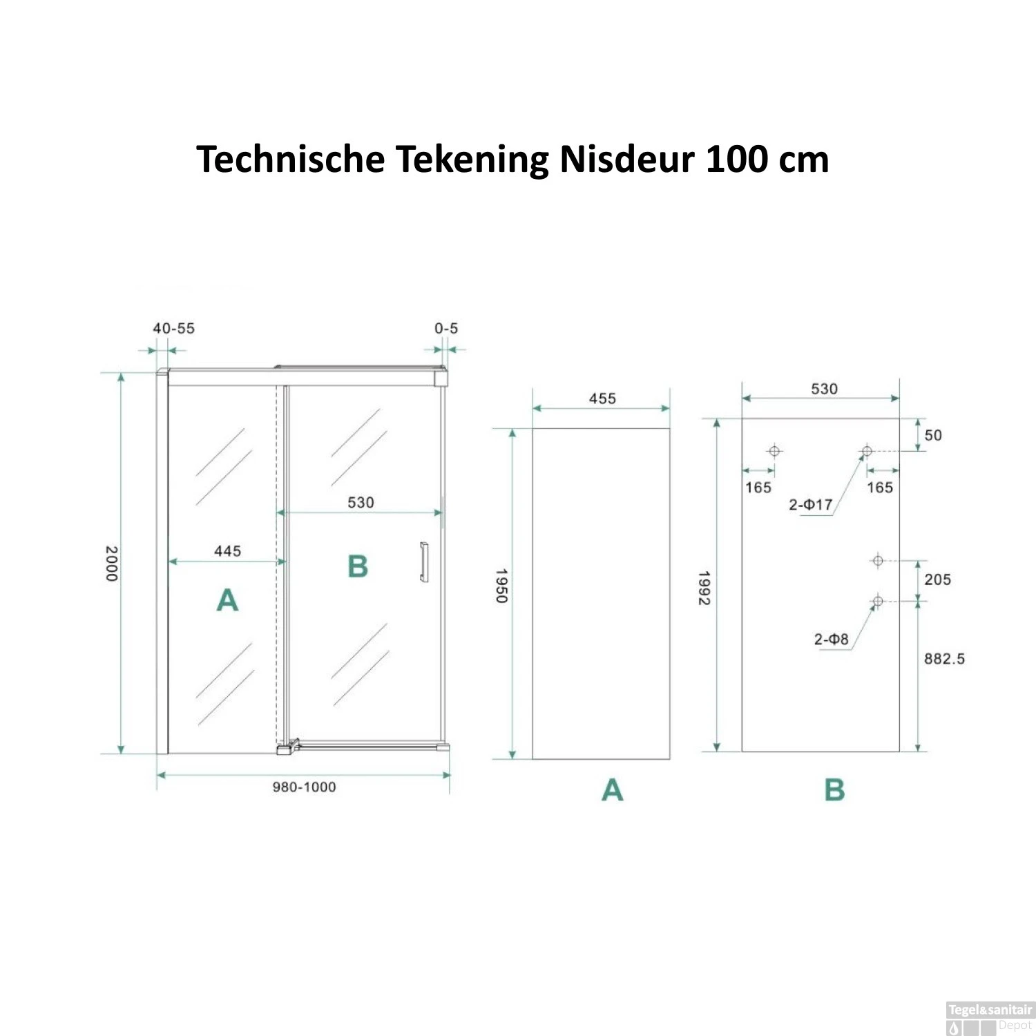 BWS Douchecabine Softclose 2.0 100x140 Cm Met Nisdeur En Zijwand 8mm Aluminium NANO Coating 4 BWS Douchecabine Softclose 2.0 100x140 Cm Met Nisdeur En Zijwand 8mm Aluminium NANO Coating - Afbeelding 4