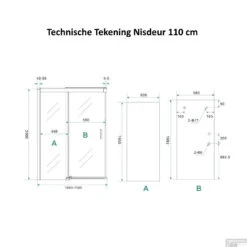 BWS Douchecabine Softclose 2.0 110x120 Cm Met Nisdeur En Zijwand 8mm Aluminium NANO Coating -Winkel Voor Badkamerdouchebenodigdheden nisdeur 110 tech 1