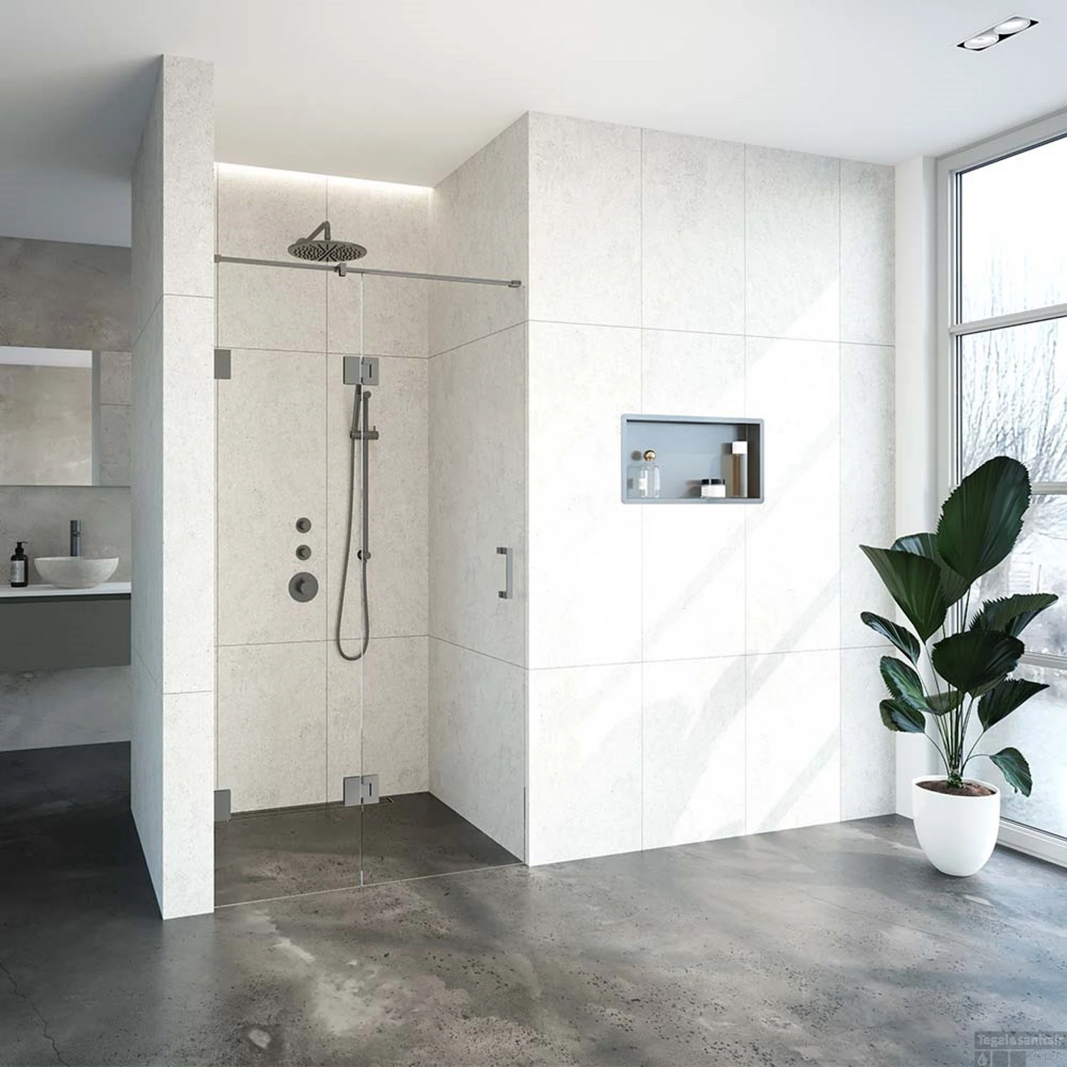 Nisdeur Compleet Just Creating Profielloos 2-Delig (Draaideur Bevestigd Op Inloopwand) 110x200 Cm 50/60 Gunmetal - Afbeelding 2