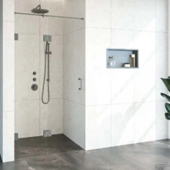 Nisdeur Compleet Just Creating Profielloos 2-Delig (Draaideur Bevestigd Op Inloopwand) 110x200 Cm 50/60 Gunmetal