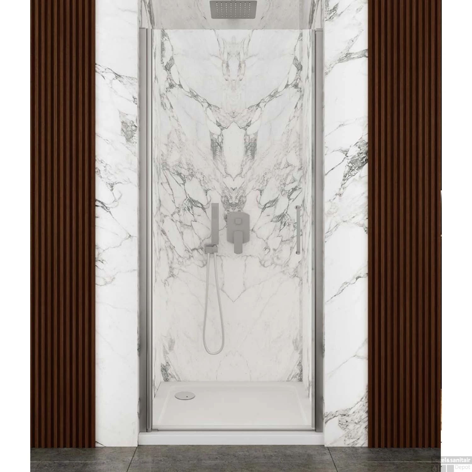 Nisdeur Lacus Giglio Evo 1 Klapdeur 85x200 Cm Helder Glas Chroom