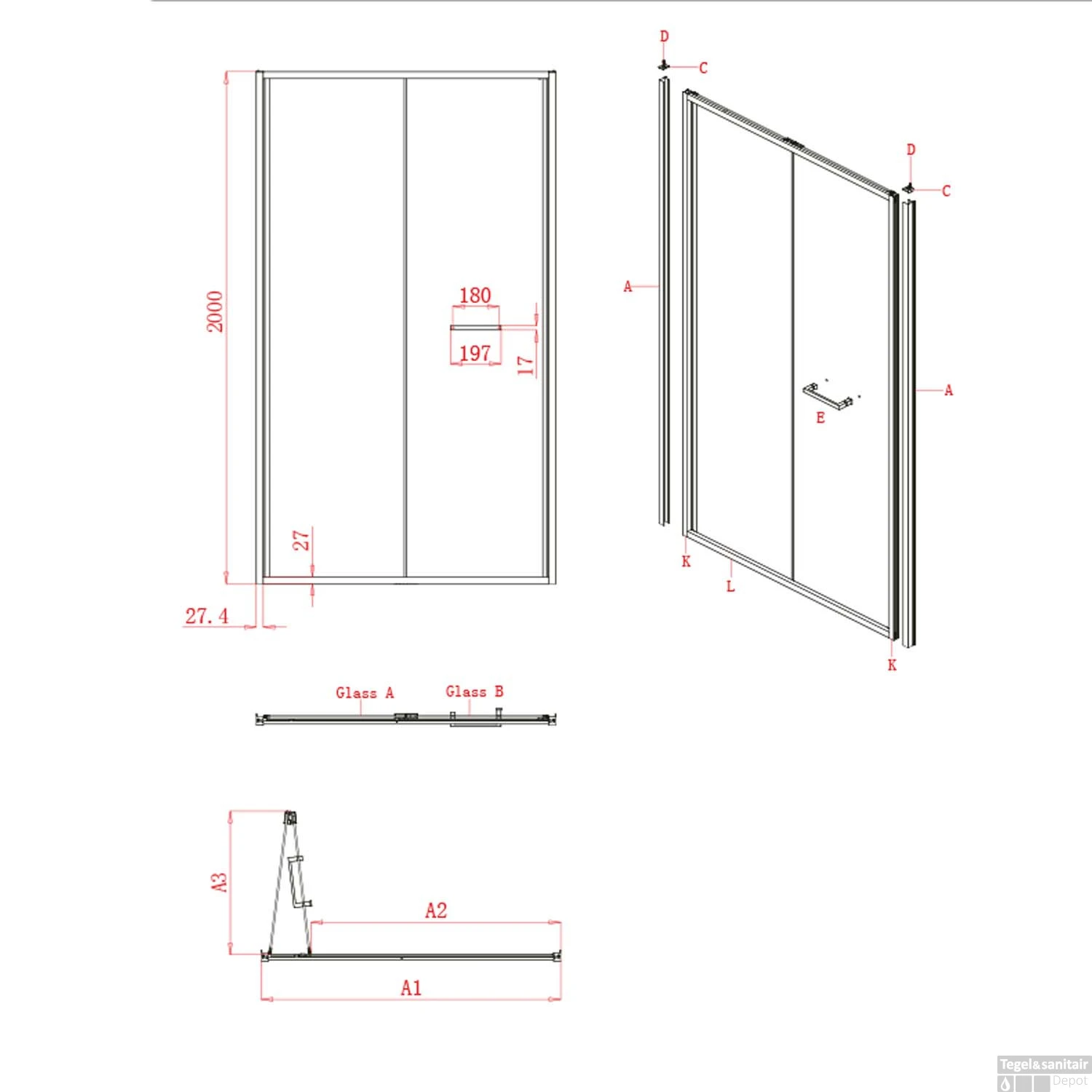 Nisdeur Lacus Ponza Evo Vouwdeur 75x200 Cm Helder Glas Chroom 2 Nisdeur Lacus Ponza Evo Vouwdeur 75x200 Cm Helder Glas Chroom - Afbeelding 2