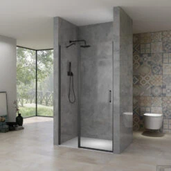 Nisdeur Van Rijn ST02 Draaideur 6 Mm Met Vaste Wand 8mm 88x200 Cm Zwart