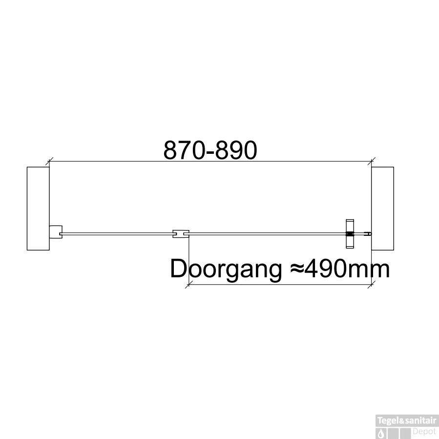 Nisdeur Van Rijn ST02 Draaideur 6 Mm Met Vaste Wand 8mm 88x200 Cm Zwart - Afbeelding 3