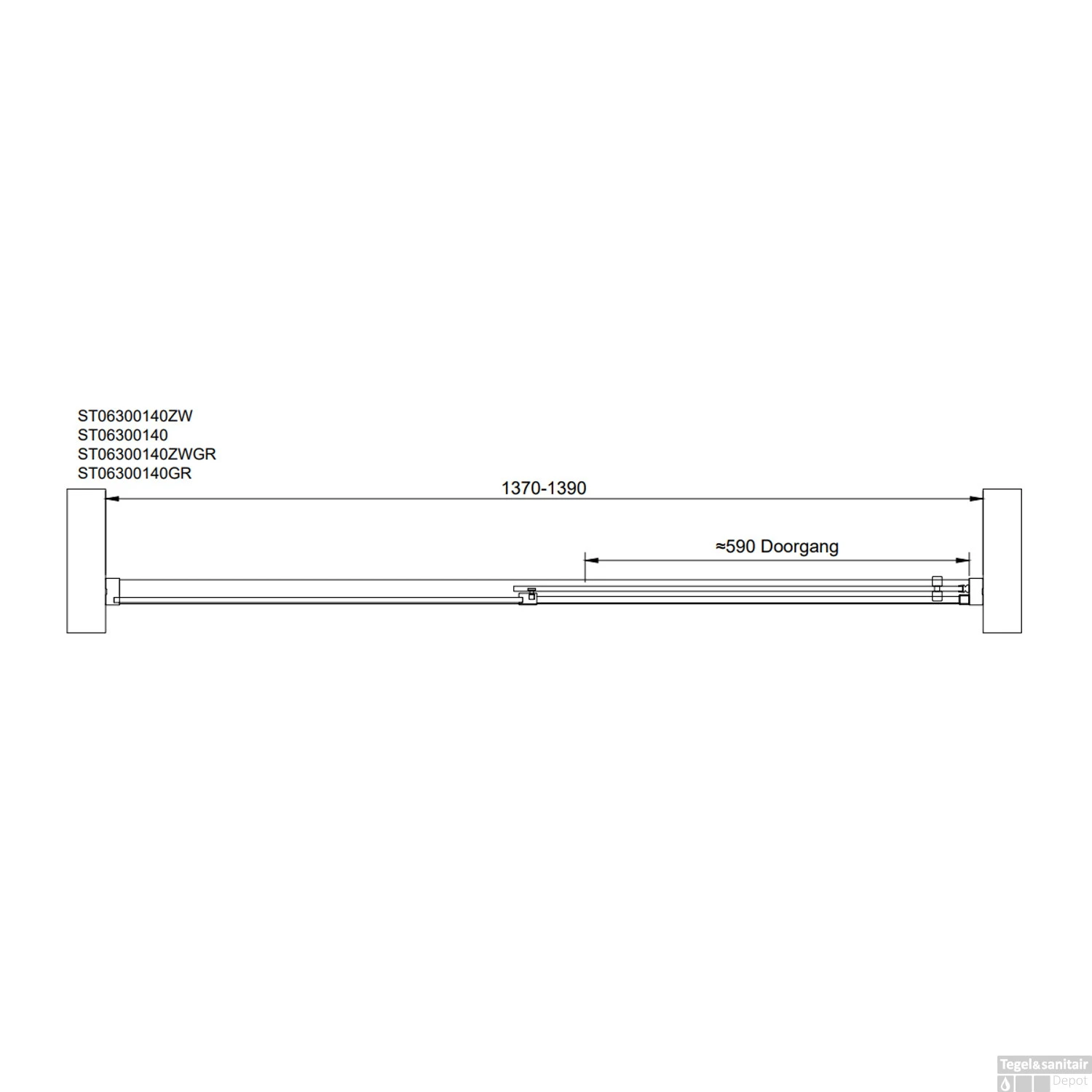 Nisdeur Van Rijn ST06 Schuifdeur Met Vaste Wand Rookglas 140x200 Cm 8 Mm Soft Close Zwart - Afbeelding 5